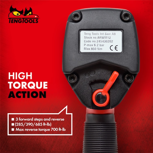 Teng Tools 1/2" Drive Reversible High Torque Aluminum Air Impact - ARWM12