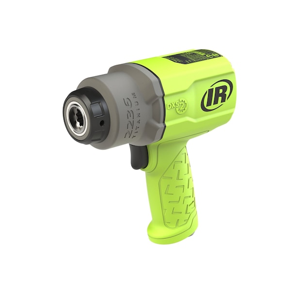 Ingersoll-Rand DXS2 1/2" Air Impact Wrench, Quiet, 1500 ft-lb Torque, Titanium Hammercase, Friction Ring, Green - 2236QTIMAX-G
