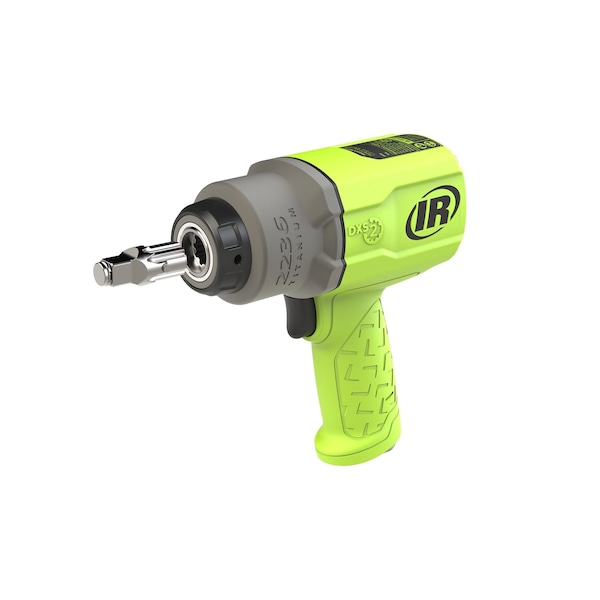 Ingersoll-Rand DXS2 1/2" Air Impact Wrench, Quiet, 1500 ft-lb Torque, Titanium Hammercase, Friction Ring, Green - 2236QTIMAX-G