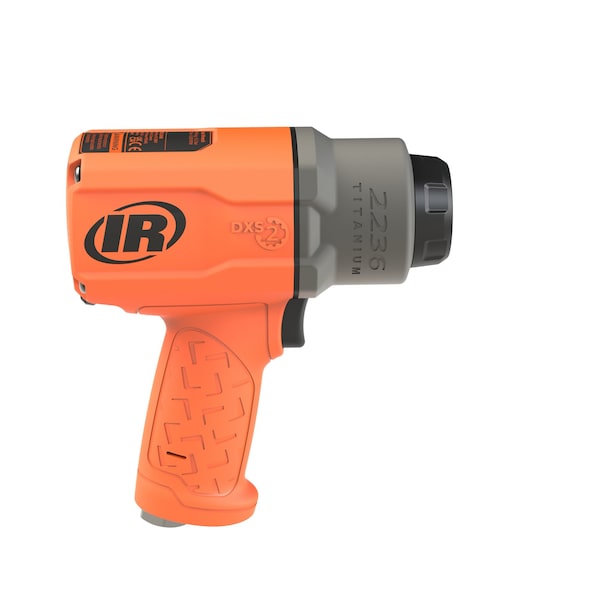 Ingersoll-Rand DXS2 1/2" Air Impact Wrench, Quiet, 1500 ft-lb Torque, Titanium Hammercase, Friction Ring, Orange - 2236QTIMAX-O