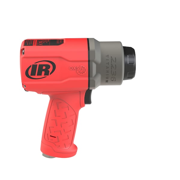 Ingersoll-Rand DXS2 1/2" Air Impact Wrench, Quiet, 1500 ft-lb Torque, Titanium Hammercase, Friction Ring, Red - 2236QTIMAX-R