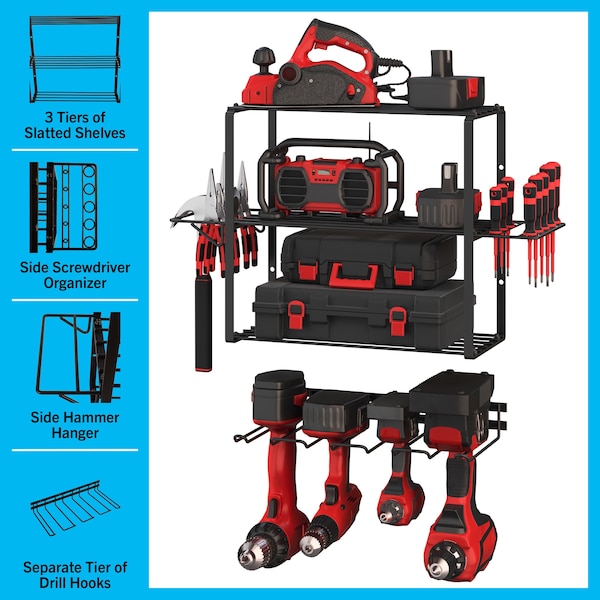 Stalwart 4-Tier Power Tool Organizer Shelving - 75-TS2004