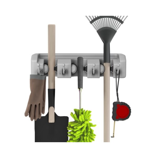 Fleming Supply 2-pack Shovel, Rake and Tool Holder with Hooks, Wall Mounted Organizer for Home and Garden Tools - 593819VDV