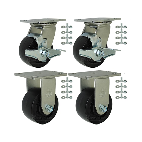 Mapp Caster Tool Box and Job Box Casters, 4" Polyolefin Wheel Casters, 2000# Cap. - X46PO42-TOOLBOX