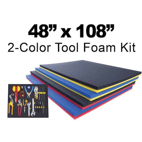 5S Supplies Tool Box Foam Insert 2 Color 4FT x 9FT Blue Top / Yellow Bottom - TSF-48108-BLUY