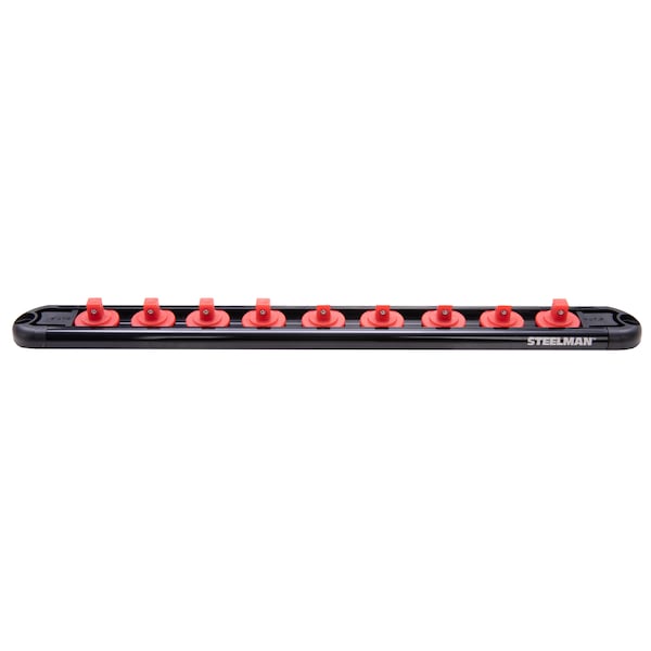 Steelman 1/4" Drive 9-Piece Aluminum Socket Storage Rail, 11.25" Length - 60733
