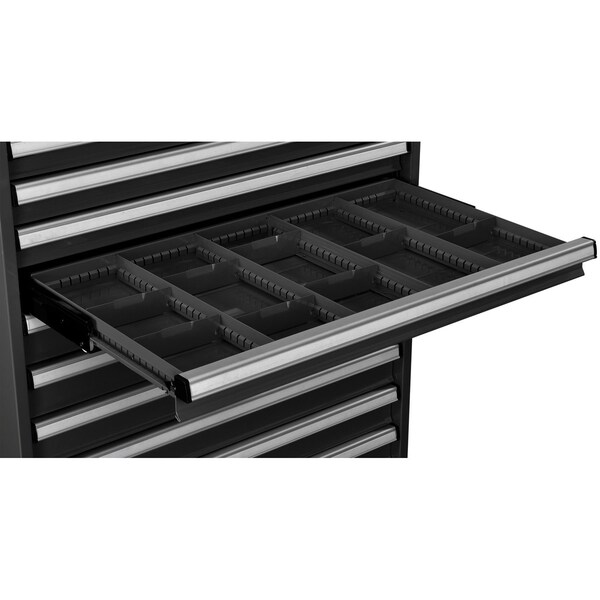 Global Industrial Dividers for 3inH Drawer of Modular Drawer Cabinet 36inWx24inD, Black - 316070