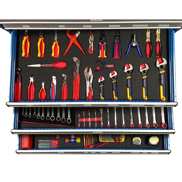 Creative Safety Supply Foam Tool Kit for Craftsman Model # 113668, 16.5in x 36.75in Top Color: Blue / Bottom Color: Yellow - FTK1636BLY