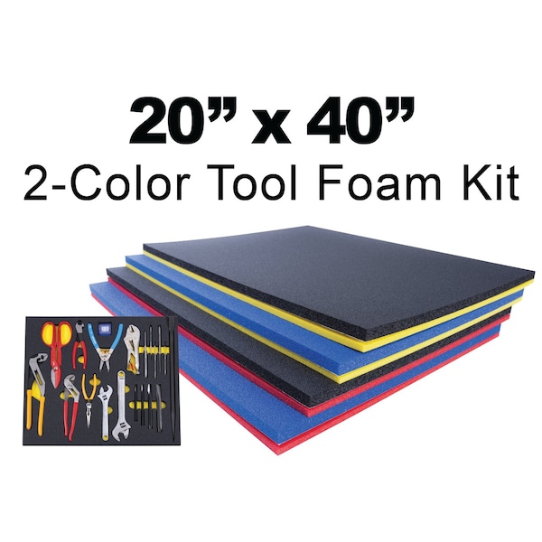 5S Supplies Tool Box Foam Insert 2 Color 20in x 40in Black Top / Red Bottom - TSF-2040-BLKRD