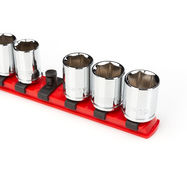 Tekton 3/8 Inch Drive x 18 Inch Socket Rail, 20 Clips (Red) - OSR13120