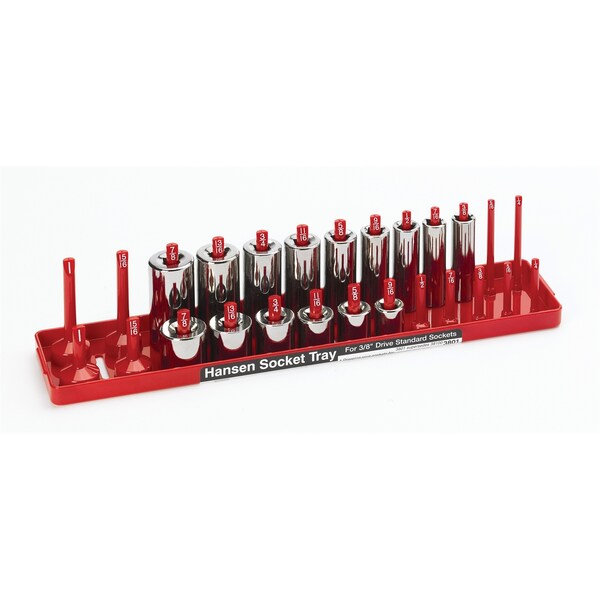 Hansen Global 3/8 in. Drive SAE Fractional Socket Holder (Sockets Not Included) - 3801