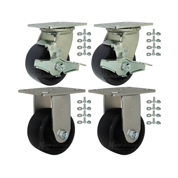 Mapp Caster Tool Box and Job Box Casters, 4" Polyurethane Wheel Casters, 3200# Cap. - 146UIRB420-TOOLBOX