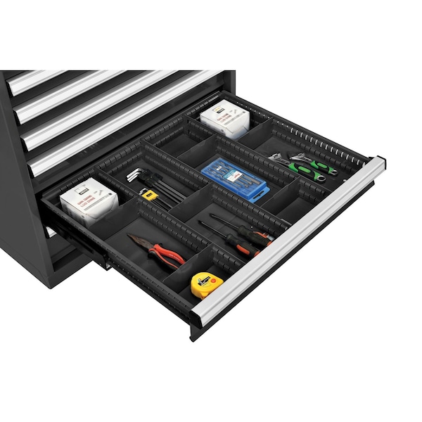 Global Industrial Divider Kit for 4inH Drawer of Modular Drawer Cabinet 30inWx27inD, Black - 316081
