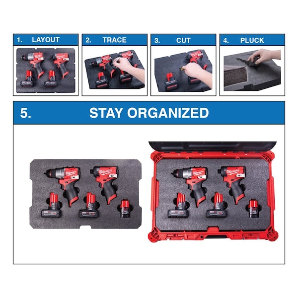 5S Supplies Replacement Foam for Milwaukee PACKOUT 48-22-8426 6 Piece Foam Kit - MP-48-22-8426-BLK/RED