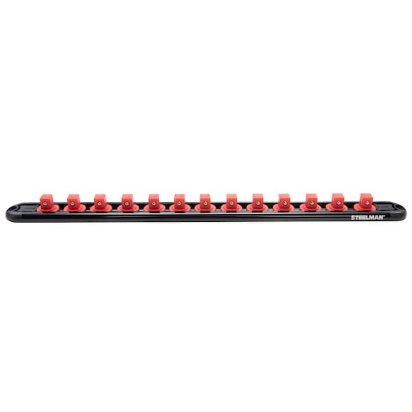 Steelman 3/8-Inch Drive 13-Piece Aluminum Socket Storage Rail, 14.5-Inch Length - 60729