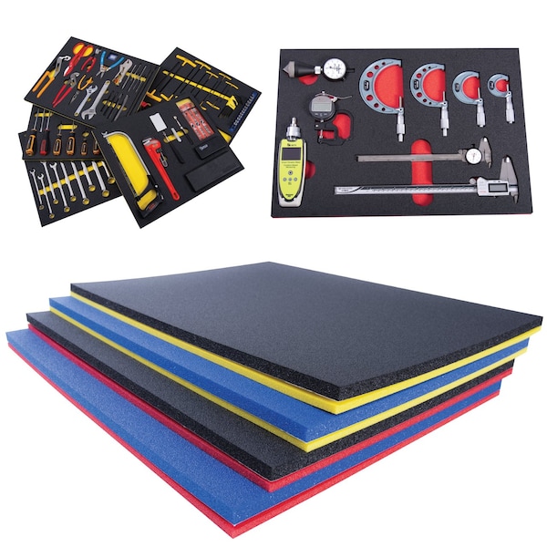5S Supplies Tool Box Foam Insert 2 Color 18in x 36in Black Top / Red Bottom - TSF-1836-BLKRD
