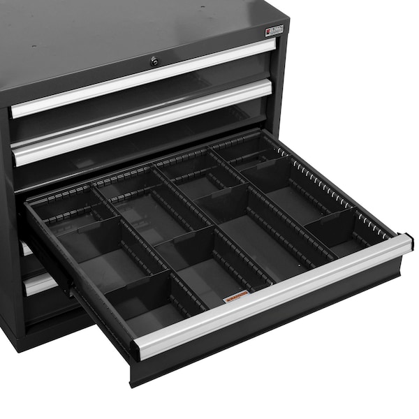 Global Industrial Divider Kit for 5inH Drawer of Modular Drawer Cabinet 30inWx27inD, Black - 316076