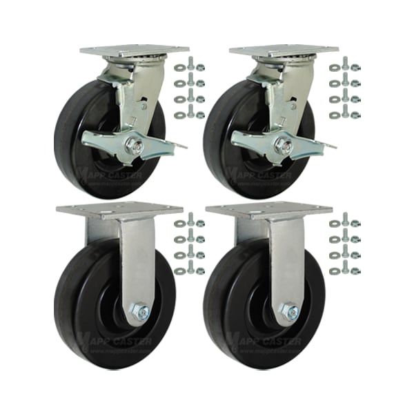 Mapp Caster Tool Box and Job Box Casters, 6" Phenolic Wheel Casters, 4800# Cap. - 146DURB620-TOOLBOX