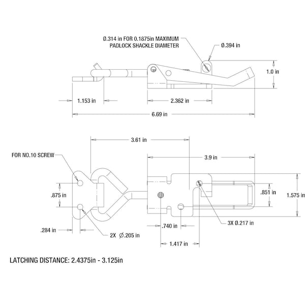 Buyers Products 6 Heavy Duty Stainless Steel Adjustable-Grip Draw Latch - 3049352