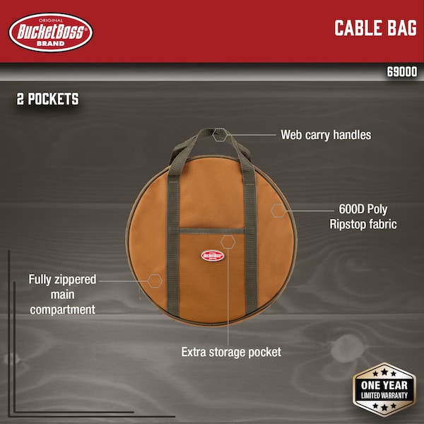 Bucket Boss Bucket Boss Cable Bag in Brown, 69000 - 69000