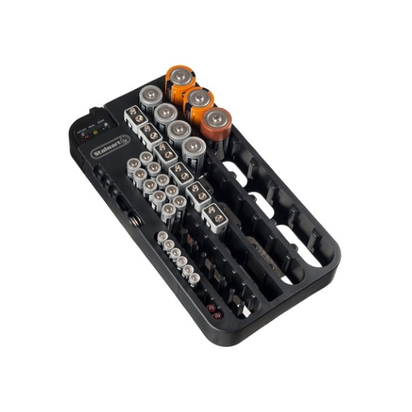 Fleming Supply 70-piece Capacity Wall Mount / Drawer Battery Organizer with Removeable Volt Tester for Office/Home - 550810ALQ