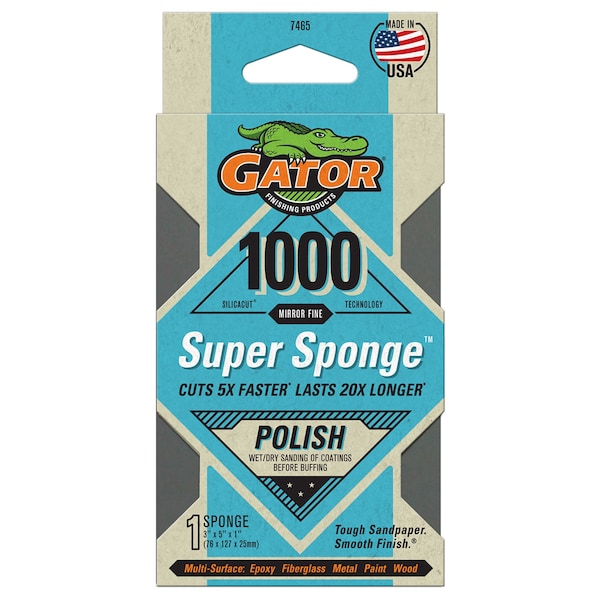 Esponja súper pulidora de papel de lija SilicaCut, 1000 Granos Finales de Espejo - 7465 de Gator Finishing