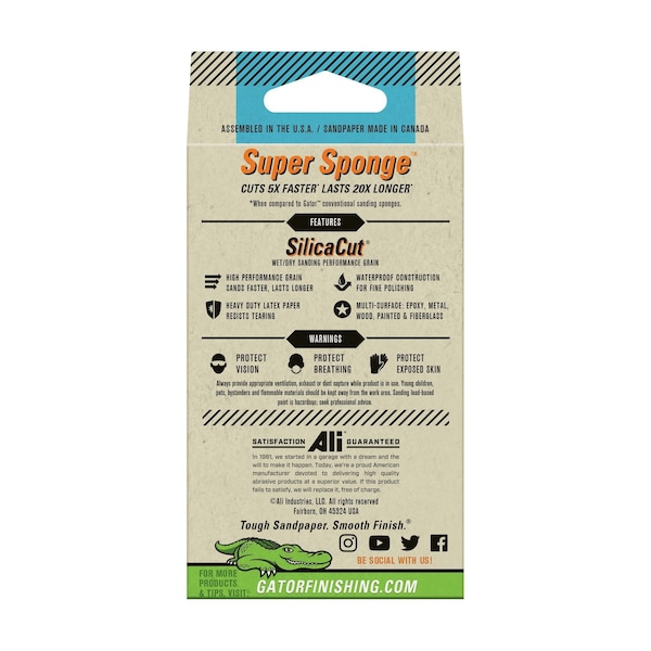Gator Finishing SilicaCut Lijado Pulido Super Esponja, 600 de Grano Ultra Fino - 7464.