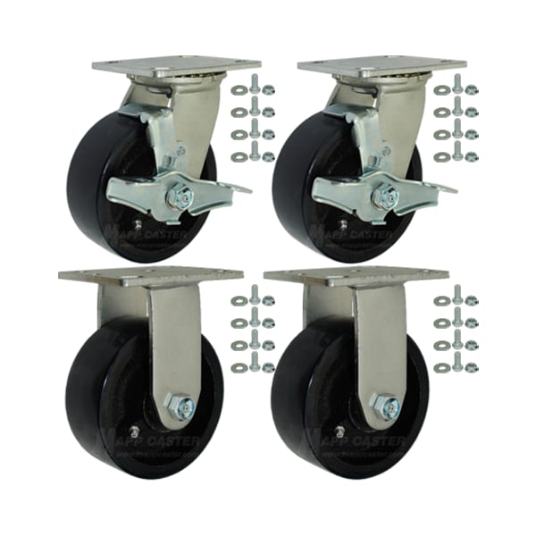 Mapp Caster Tool Box and Job Box Casters, 5" Polyurethane Wheel Casters, 5000# Cap. - 146UIRB520-TOOLBOX