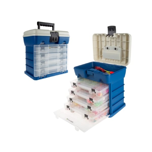 Leisure Sports Storage and Toolbox, Durable Organizer Utility, 4 Drawers with 19 Compartments Each, Camping, Dark Blue - 633823FGJ
