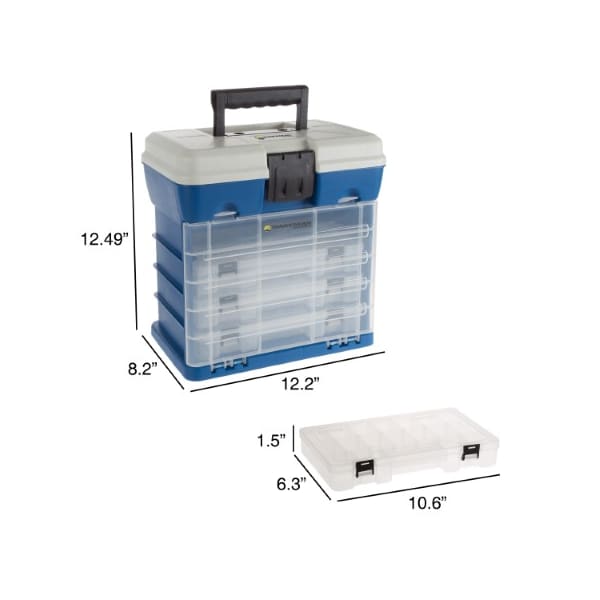 Leisure Sports Storage and Toolbox, Durable Organizer Utility, 4 Drawers with 19 Compartments Each, Camping, Dark Blue - 633823FGJ