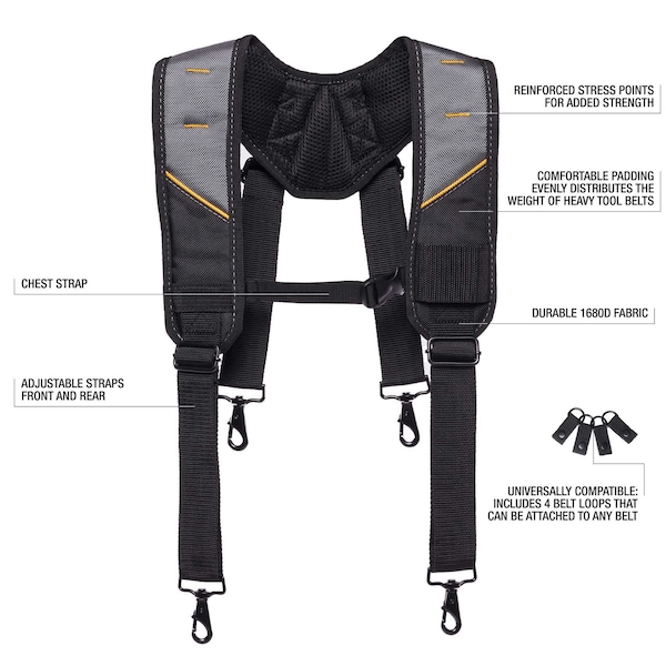 Toughbuilt Pro Padded Tool Belt Suspenders - TB-CT-51P