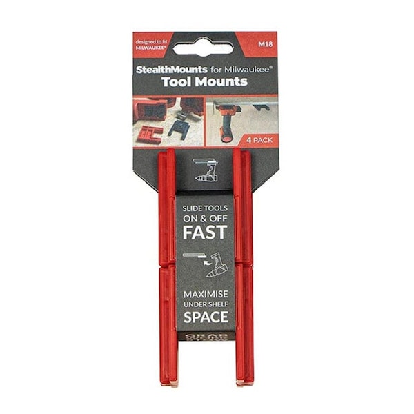 Metalmark Industrial 18V Milwaukee M18 Tool Mounts, Red, 4PK - 109919