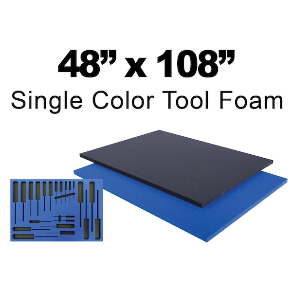 5S Supplies Tool Box Foam Insert 4 FT x 9 FT 1/2 Inch Thick Black - TBF-48108-BLK
