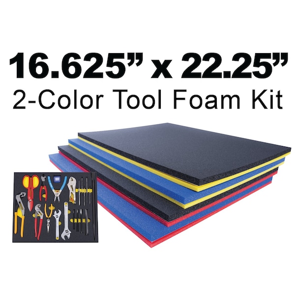 5S Supplies Tool Box Foam Insert 2 Color 16.625 x 22.25in Black Top / Red Bottom - TSF-1622-BLKRD