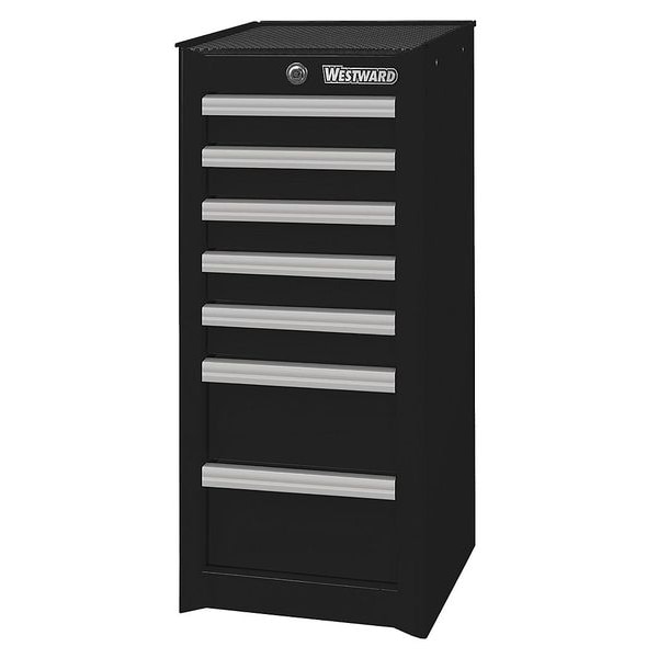 Westward WESTWARD Side Cabinet, 7-Drawers, Powder Coated Black, 15.5" W x 18" D x 34" H - 32H865