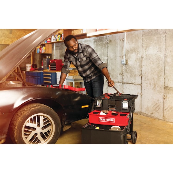 Craftsman Multi-Level Workshop, Black/Red, Plastic, Metal, 22 in W x 16-1/4 in D x 28-3/4 in H - CMST20880