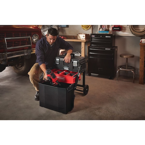 Craftsman Multi-Level Workshop, Black/Red, Plastic, Metal, 22 in W x 16-1/4 in D x 28-3/4 in H - CMST20880