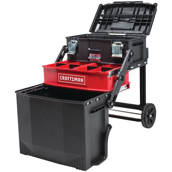 Craftsman Multi-Level Workshop, Black/Red, Plastic, Metal, 22 in W x 16-1/4 in D x 28-3/4 in H - CMST20880