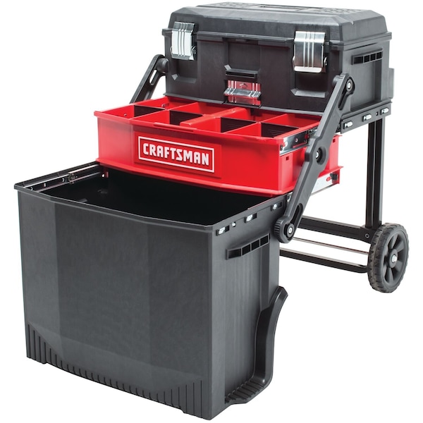 Craftsman Multi-Level Workshop, Black/Red, Plastic, Metal, 22 in W x 16-1/4 in D x 28-3/4 in H - CMST20880
