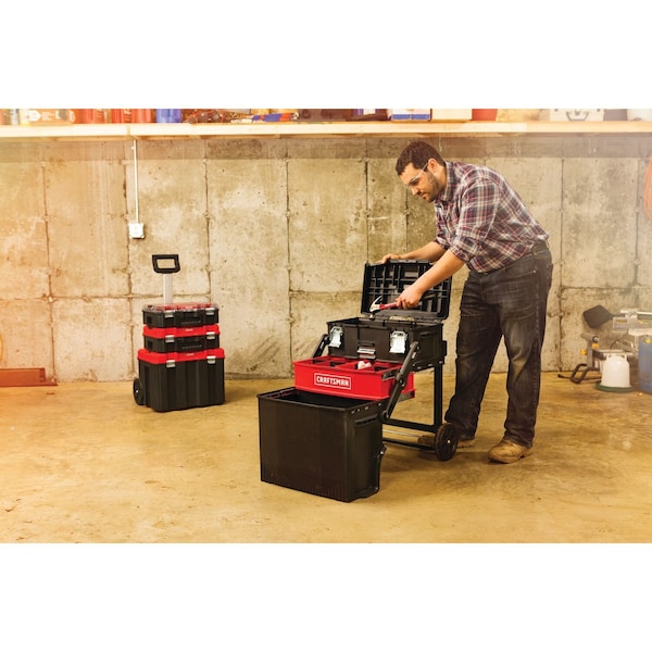 Craftsman Multi-Level Workshop, Black/Red, Plastic, Metal, 22 in W x 16-1/4 in D x 28-3/4 in H - CMST20880