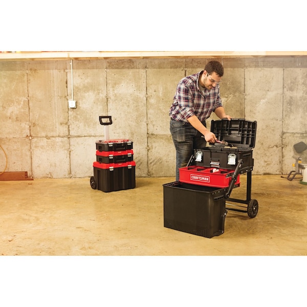 Craftsman Multi-Level Workshop, Black/Red, Plastic, Metal, 22 in W x 16-1/4 in D x 28-3/4 in H - CMST20880