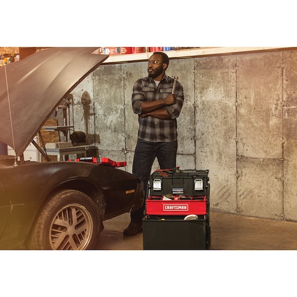 Craftsman Multi-Level Workshop, Black/Red, Plastic, Metal, 22 in W x 16-1/4 in D x 28-3/4 in H - CMST20880