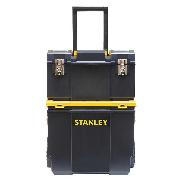 Stanley Stanley Rolling Tool Box Set, 2 Drawer, Black, Plastic, 11 in W x 18-1/2 in D x 25 in H - STST18613