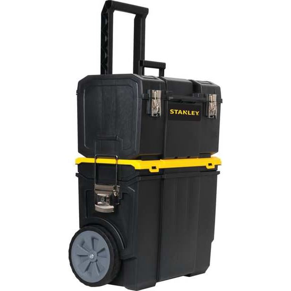 Stanley Stanley Rolling Tool Box Set, 2 Drawer, Black, Plastic, 11 in W x 18-1/2 in D x 25 in H - STST18613