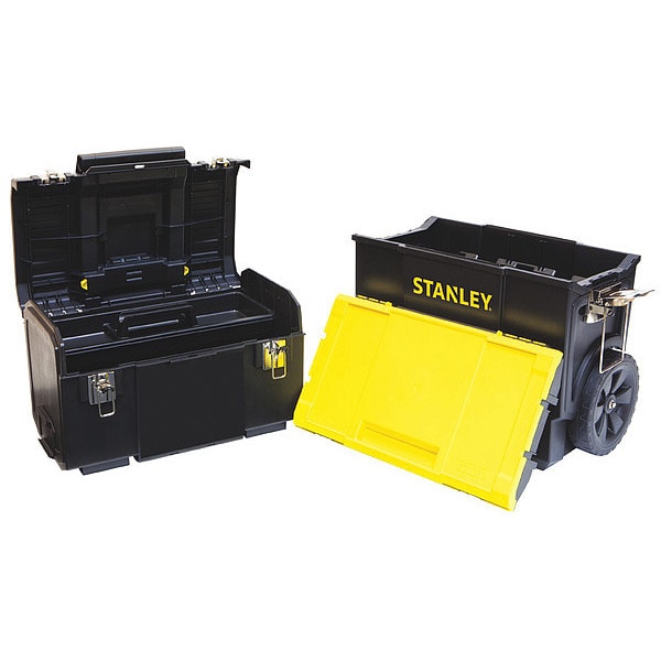 Stanley Stanley Rolling Tool Box Set, 2 Drawer, Black, Plastic, 11 in W x 18-1/2 in D x 25 in H - STST18613