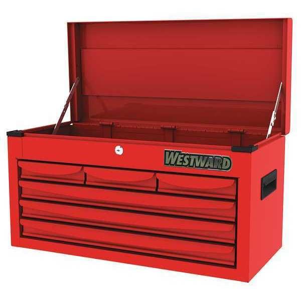 Westward WESTWARD Top Chest, 6-Drawers, Powder Coated Red, 26" W x 12" D x 14" H - 48RJ70