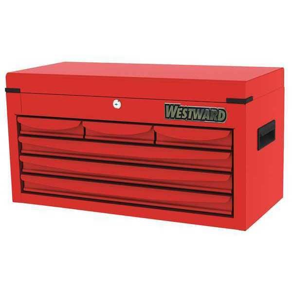 Westward WESTWARD Top Chest, 6-Drawers, Powder Coated Red, 26" W x 12" D x 14" H - 48RJ70
