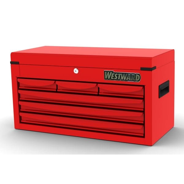 Westward WESTWARD Top Chest, 6-Drawers, Powder Coated Red, 26" W x 12" D x 14" H - 48RJ70