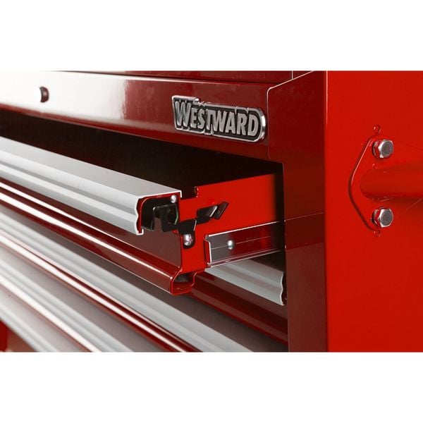 Westward WESTWARD Top Chest, 9-Drawers, Powder Coated Red, 26" W x 12.5" D x 16.5" H - 32H878