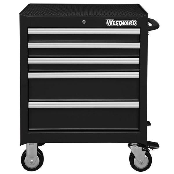 Westward WESTWARD Rolling Tool Cabinet, 5-Drawers, Powder Coated Black, 27" W x 18" D x 33" H - 32H895